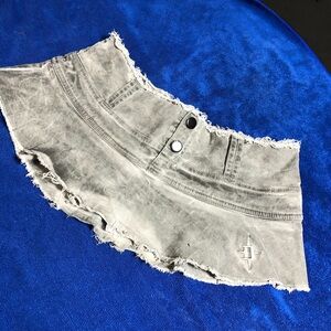 Dolls Kill Gray Mini Skirt with Distressed Hem